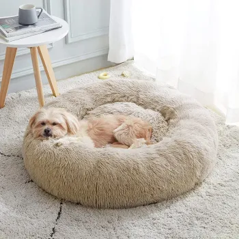 Imagem de Puff Pet Pelúcia Tamanho único - Bege e Branco